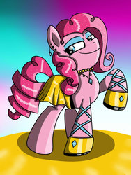 Size: 1024x1365 | Tagged: safe, artist:kleineluhnar, pinkie pie, g4, alternate hairstyle, clothes, female, shoes, skirt, solo