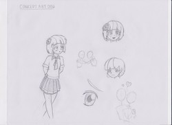 Size: 3507x2550 | Tagged: safe, artist:ponysubmarine, coco pommel, equestria girls, g4, concept art, high res, humanized, sketch, traditional art