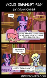 Size: 692x1154 | Tagged: safe, artist:drawponies, derpy hooves, twilight sparkle, oc, alicorn, pony, g4, autograph, comic, dialogue, famous, female, mare, twilight sparkle (alicorn)