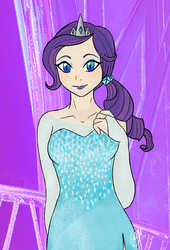 Size: 679x1000 | Tagged: safe, artist:mevrouwroze, rarity, human, g4, elsa, frozen (movie), humanized, queen elsarity, solo