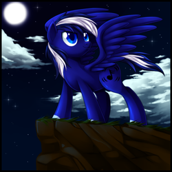 Size: 2040x2040 | Tagged: safe, artist:centchi, oc, oc only, oc:sono, cloud, cloudy, high res, moon, night, solo