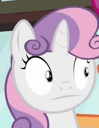 Size: 262x339 | Tagged: safe, screencap, sweetie belle, g4, twilight time, :|, cropped, female, reaction image, solo