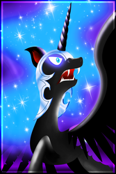 Size: 2000x3000 | Tagged: safe, artist:flamevulture17, nightmare moon, g4, fangs, female, high res, open mouth, solo