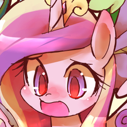 Size: 300x300 | Tagged: safe, artist:kolshica, princess cadance, g4, bust, d:, looking down, open mouth, panel, portrait, solo