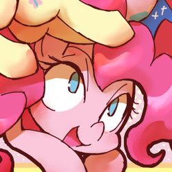 Size: 300x300 | Tagged: safe, artist:kolshica, pinkie pie, g4, cropped, looking up, no pupils, panel, solo focus