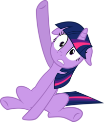 Size: 4640x5442 | Tagged: safe, artist:slb94, twilight sparkle, pony, unicorn, g4, hurricane fluttershy, absurd resolution, female, floppy ears, mare, raised hoof, simple background, sitting, solo, transparent background, unicorn twilight, vector