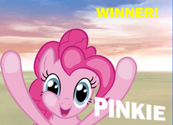 Size: 550x399 | Tagged: safe, pinkie pie, g4, female, fourth wall pose, happy, parody, smiling, solo, style emulation, super smash bros., super smash bros. 4, victory, victory screen