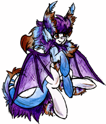 Size: 1362x1584 | Tagged: safe, artist:php166, oc, oc only, oc:defectus, bat pony, original species, blank flank, female, lutei, mare, wings