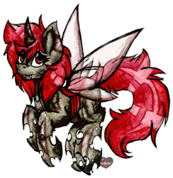 Size: 965x989 | Tagged: safe, artist:php166, oc, oc only, oc:anya, changeling, blank flank, commission, female, horn, mare, red changeling, simple background, solo, transparent background, vector, wings