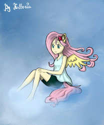 Size: 672x807 | Tagged: safe, artist:kalteria, fluttershy, human, g4, eared humanization, female, humanized, solo, tailed humanization, winged humanization