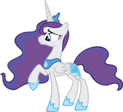 Size: 937x853 | Tagged: safe, artist:blah23z, princess luna, rarity, alicorn, pony, g4, alicornified, clothes, female, lunarity, mare, race swap, raised hoof, raricorn, recolor, simple background, solo, transparent background