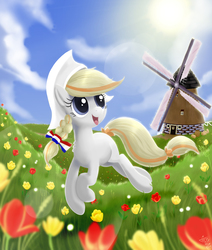 Size: 1357x1600 | Tagged: safe, artist:fidzfox, oc, oc only, blank flank, dutch, dutch cap, hat, nation ponies, netherlands, solo