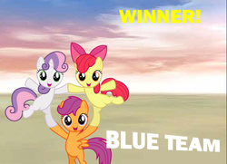 Size: 550x399 | Tagged: safe, apple bloom, scootaloo, sweetie belle, g4, cutie mark crusaders, super smash bros., super smash bros. 4, victory, victory screen