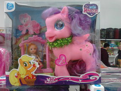 Size: 2048x1536 | Tagged: safe, applejack, pinkie pie, g4, bootleg, female, irl, my cute horse, photo, toy