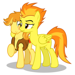 Size: 1048x1048 | Tagged: safe, artist:anarchemitis, braeburn, spitfire, earth pony, pegasus, pony, g4, blushing, crack shipping, female, male, shipping, show accurate, simple background, spitburn, straight, transparent background, vector