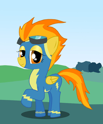 Size: 664x800 | Tagged: safe, artist:proteusiii, spitfire, pegasus, pony, g4, female, goggles, solo, wonderbolts uniform