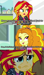 Size: 563x950 | Tagged: safe, adagio dazzle, sunset shimmer, equestria girls, g4, my little pony equestria girls: rainbow rocks, jojo's bizarre adventure, sunsad shimmer