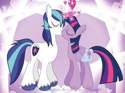 Size: 1024x760 | Tagged: source needed, safe, artist:paperlover, shining armor, twilight sparkle, alicorn, pony, g4, blushing, female, horn, horns are touching, incest, kissing, male, mare, saddle bag, ship:shiningsparkle, shipping, spanish, stallion, straight, twilight sparkle (alicorn)