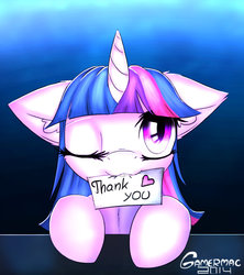 Size: 800x900 | Tagged: safe, artist:gamermac, twilight sparkle, g4, female, note, solo, thank you