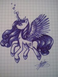 Size: 1536x2048 | Tagged: safe, artist:vlalizavladarose, princess cadance, g4, female, lined paper, monochrome, solo, traditional art