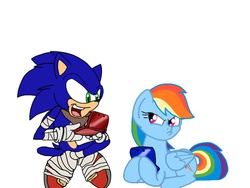 Size: 1024x768 | Tagged: safe, artist:biosonic100, rainbow dash, g4, 3ds, crossover, male, sonic boom, sonic the hedgehog, sonic the hedgehog (series)