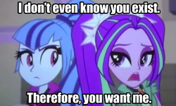 Size: 877x531 | Tagged: safe, screencap, aria blaze, sonata dusk, equestria girls, g4, my little pony equestria girls: rainbow rocks, best friend aria, image macro, meme, two best friends play