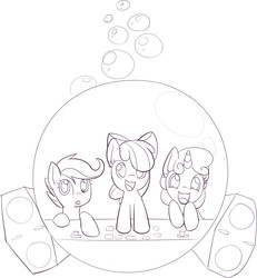 Size: 1164x1258 | Tagged: safe, artist:mcsadat, apple bloom, scootaloo, sweetie belle, g4, cutie mark crusaders, grayscale, monochrome