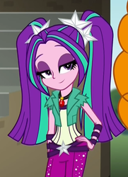 Size: 412x569 | Tagged: safe, screencap, adagio dazzle, aria blaze, equestria girls, g4, my little pony equestria girls: rainbow rocks, ariabetes, cute, lidded eyes, looking at you, smiling, solo focus, when she smiles