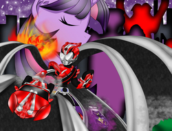 Size: 3298x2507 | Tagged: safe, artist:fourze-pony, twilight sparkle, g4, car, city, cityscape, comic, coming soon, crossover, driving, fire, high res, kamen rider, kamen rider drive, night, ponified, road, smoke, tokusatsu