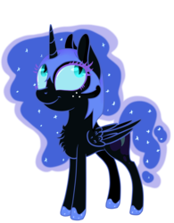 Size: 1950x2494 | Tagged: safe, artist:herusann, nightmare moon, alicorn, pony, :t, chest fluff, cute, ethereal mane, female, filly, fluffy, freckles, helmet, looking up, nightmare woon, simple background, smiling, solo, starry mane, transparent background