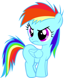 Size: 941x1136 | Tagged: safe, rainbow dash, pegasus, pony, g4, >:c, female, filly, filly rainbow dash, frown, oversaturation, simple background, solo, transparent background, vector, younger