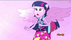Size: 576x324 | Tagged: safe, screencap, twilight sparkle, equestria girls, g4, my little pony equestria girls: rainbow rocks, animated, clothes, discovery family, discovery family logo, female, microphone, pantyhose, ponied up, solo, twilight sparkle (alicorn)