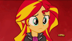 Size: 576x324 | Tagged: safe, screencap, sunset shimmer, equestria girls, g4, my little pony equestria girls: rainbow rocks, animated, discovery family, discovery family logo, female, microphone, solo