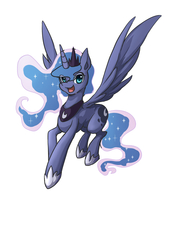 Size: 1240x1748 | Tagged: safe, artist:grasspainter, princess luna, g4, female, happy, open mouth, solo, spread wings