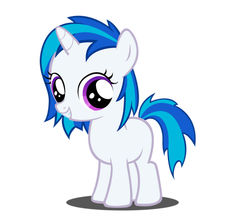 Size: 500x437 | Tagged: safe, dj pon-3, vinyl scratch, pony, unicorn, g4, :d, cute, female, filly, foal, hooves, horn, simple background, smiling, solo, teeth, vector, white background