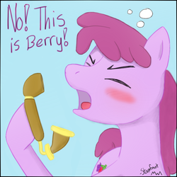 Size: 512x512 | Tagged: safe, artist:stormfront, berry punch, berryshine, g4, big pink loser, blushing, female, parody, phone, solo, spongebob squarepants