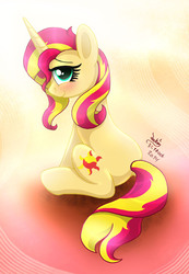 Size: 900x1300 | Tagged: safe, artist:joakaha, sunset shimmer, pony, unicorn, g4, blushing, female, smiling, solo, when she smiles