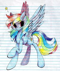 Size: 767x918 | Tagged: safe, artist:sorophora, rainbow dash, g4, female, lined paper, solo, traditional art