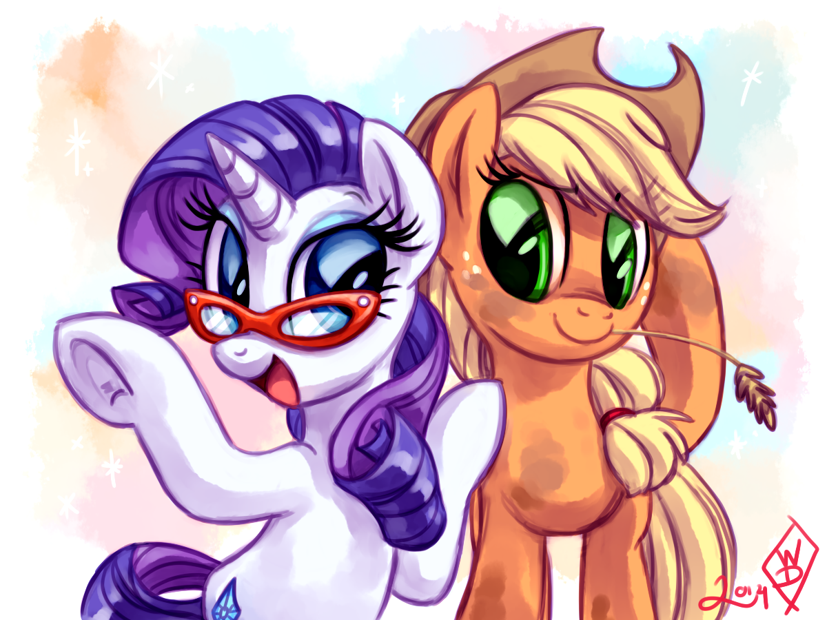 Safe Artist Whitediamonds Applejack Rarity Earth Pony Pony Unicorn Rarijack