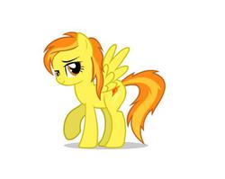 Size: 546x435 | Tagged: safe, artist:mixermike622, spitfire, pegasus, pony, g4, alternate hairstyle, female, looking at you, raised eyebrow, raised hoof, show accurate, simple background, smiling, smirk, solo, spread wings, white background, wings