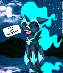 Size: 1740x2000 | Tagged: safe, artist:gamermac, nightmare moon, g4, cute, eyes closed, female, filly, floppy ears, i am the night, moon, night, nightmare woon, open mouth, solo, yelling