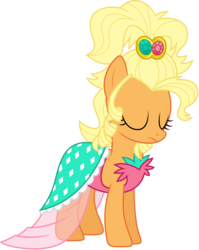 Size: 6274x7888 | Tagged: dead source, safe, artist:stillfire, applejack, earth pony, pony, g4, absurd resolution, applejewel, clothes, dress, eyes closed, female, simple background, solo, transparent background, vector