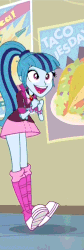 Size: 363x1076 | Tagged: safe, screencap, sonata dusk, equestria girls, g4, my little pony equestria girls: rainbow rocks, animated, clothes, cropped, cute, excited, faic, female, food, grin, happy, hips, irrational exuberance, reversed, rocking, skirt, smiling, solo, sonatabetes, sonataco, swaying hips, taco, taco tuesday, that girl sure loves tacos, that siren sure does love tacos, wide eyes