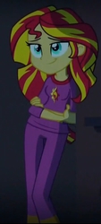 Size: 333x739 | Tagged: safe, screencap, sunset shimmer, equestria girls, g4, my little pony equestria girls: rainbow rocks, clothes, pajamas, smiling, solo, when she smiles