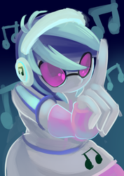 Size: 800x1131 | Tagged: safe, artist:penlink, dj pon-3, vinyl scratch, anthro, equestria girls, g4, female, simple background, solo