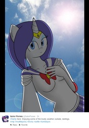 Size: 635x908 | Tagged: safe, artist:sailormod, rarity, anthro, g4, female, sailor, sailor generosity, sailor moon (series), sailor ponies, sailor senshi, sailor uniform, selfie, sky, solo