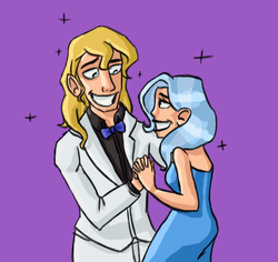 Size: 675x636 | Tagged: safe, artist:mcwhale4, prince blueblood, trixie, human, g4, female, humanized, male, ship:bluetrix, shipping, smiling, straight