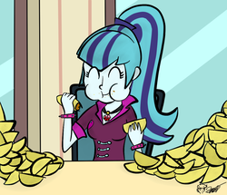 Size: 1024x881 | Tagged: safe, artist:megajack, sonata dusk, equestria girls, g4, my little pony equestria girls: rainbow rocks, eating, female, solo, sonataco, taco, taco tuesday, that girl sure loves tacos, that siren sure does love tacos