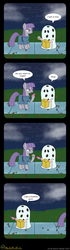 Size: 800x2846 | Tagged: safe, artist:meckelfoxstudio, maud pie, g4, bag, candy, charlie brown, clothes, comic, costume, crossover, halloween, happy ending, i got a rock, it's the great pumpkin charlie brown!, peanuts, rock