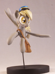 Size: 800x1070 | Tagged: safe, artist:frozenpyro71, derpy hooves, pegasus, pony, g4, craft, female, figurine, flying, hat, mailbag, mailmare, mare, sculpture, solo